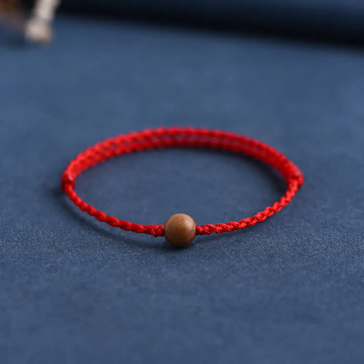 Buddha Stones Natural Peach Wood Bead Ward Off Evil Spirits Braided Bracelet - BWOOOH - Red Rope / 8mm / Bracelet(Wrist