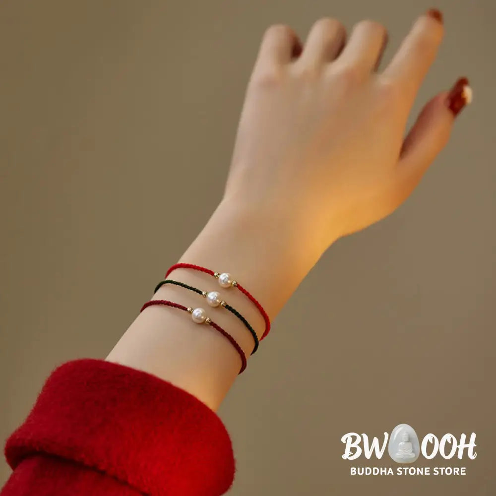Buddha Stones Natural Pearl Bead Luck Braid String Bracelet - BWOOOH - Bracelet