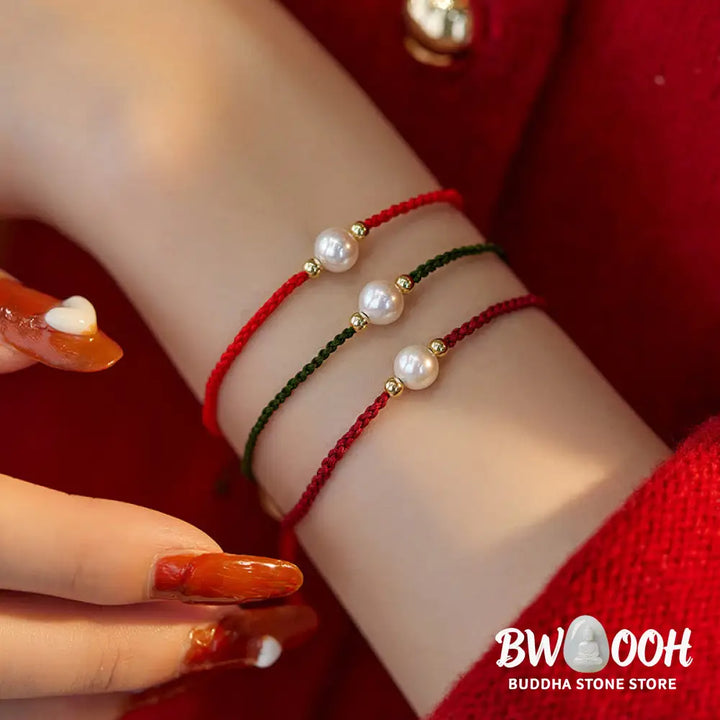 Buddha Stones Natural Pearl Bead Luck Braid String Bracelet - BWOOOH - Bracelet