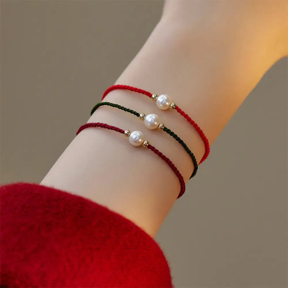 BWOOOH Natural Pearl Bead Luck Braid String Bracelet - BWOOOH - Bracelet