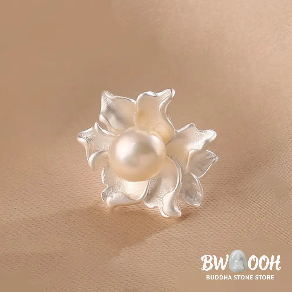 Buddha Stones Natural Pearl Copper Flower Healing Stud Earrings - Pearl Earrings(925 Sterling Silver Posts) - Earrings