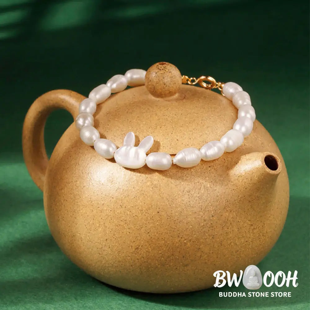 Buddha Stones Natural Pearl Cute Rabbit Sincerity Bracelet - BWOOOH - Pearl(Healing♥Wisdom) - Bracelet