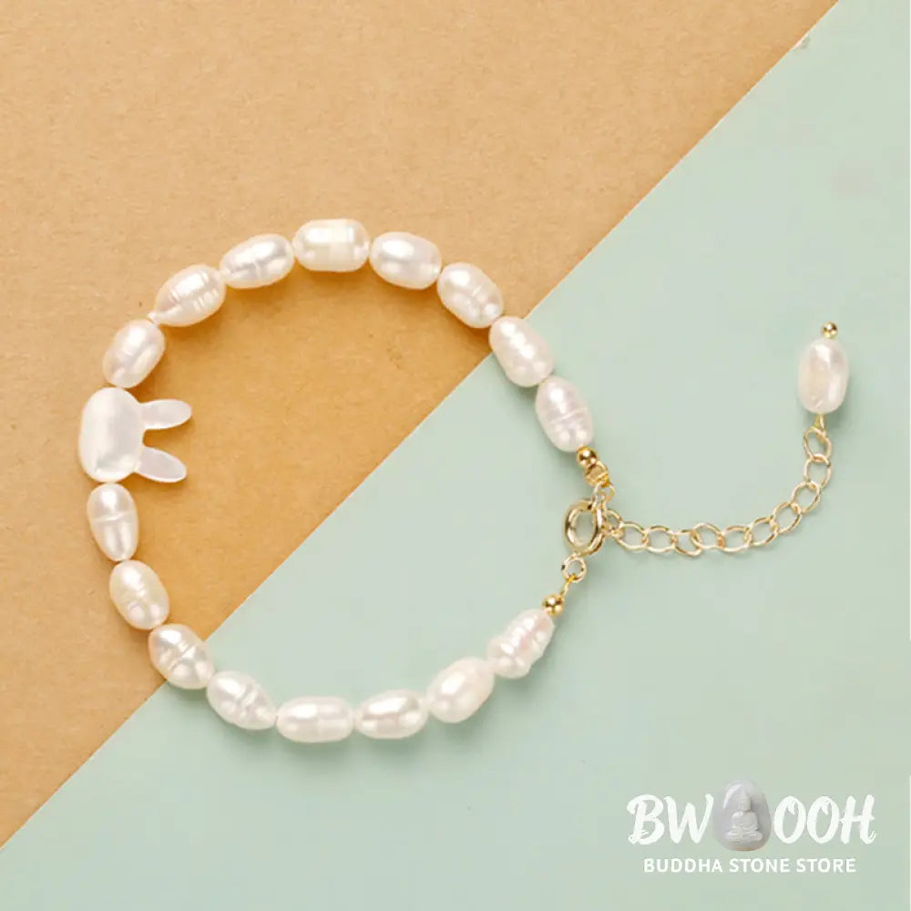 Buddha Stones Natural Pearl Cute Rabbit Sincerity Bracelet - BWOOOH - Pearl(Healing♥Wisdom) - Bracelet