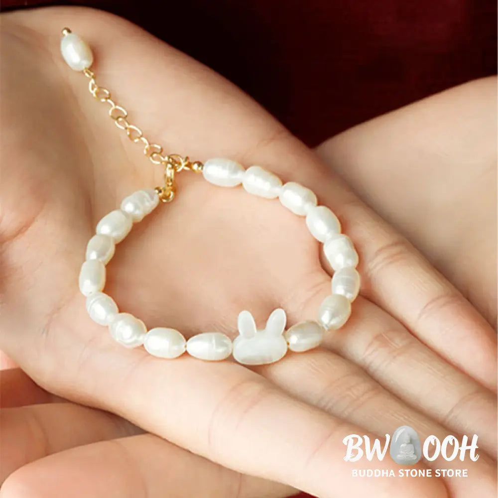 Buddha Stones Natural Pearl Cute Rabbit Sincerity Bracelet - BWOOOH - Pearl(Healing♥Wisdom) - Bracelet