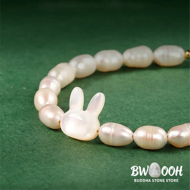 Buddha Stones Natural Pearl Cute Rabbit Sincerity Bracelet - BWOOOH - Pearl(Healing♥Wisdom) - Bracelet