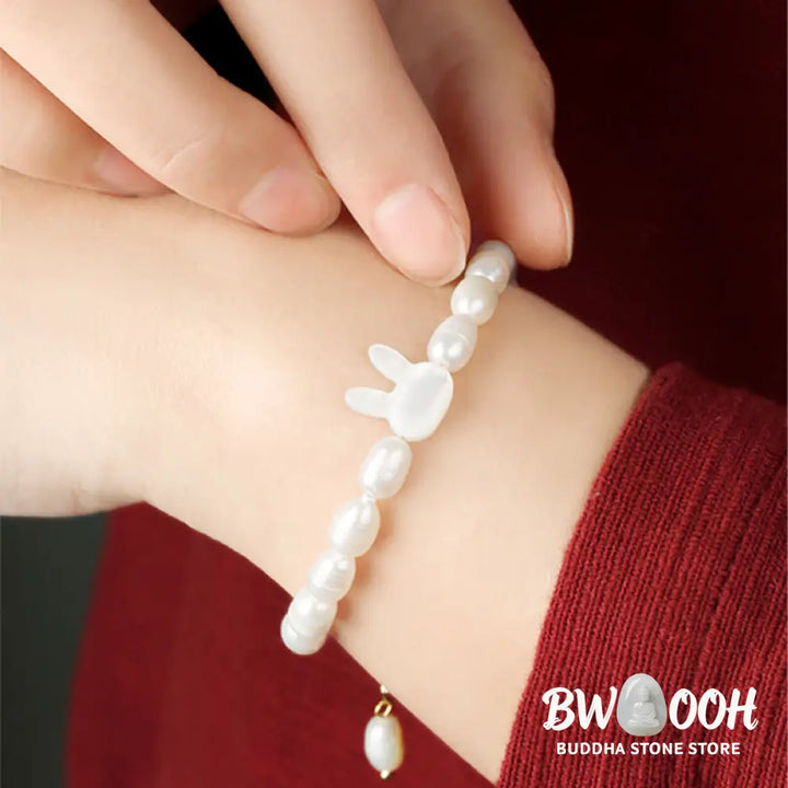Buddha Stones Natural Pearl Cute Rabbit Sincerity Bracelet - BWOOOH - Pearl(Healing♥Wisdom) - Bracelet