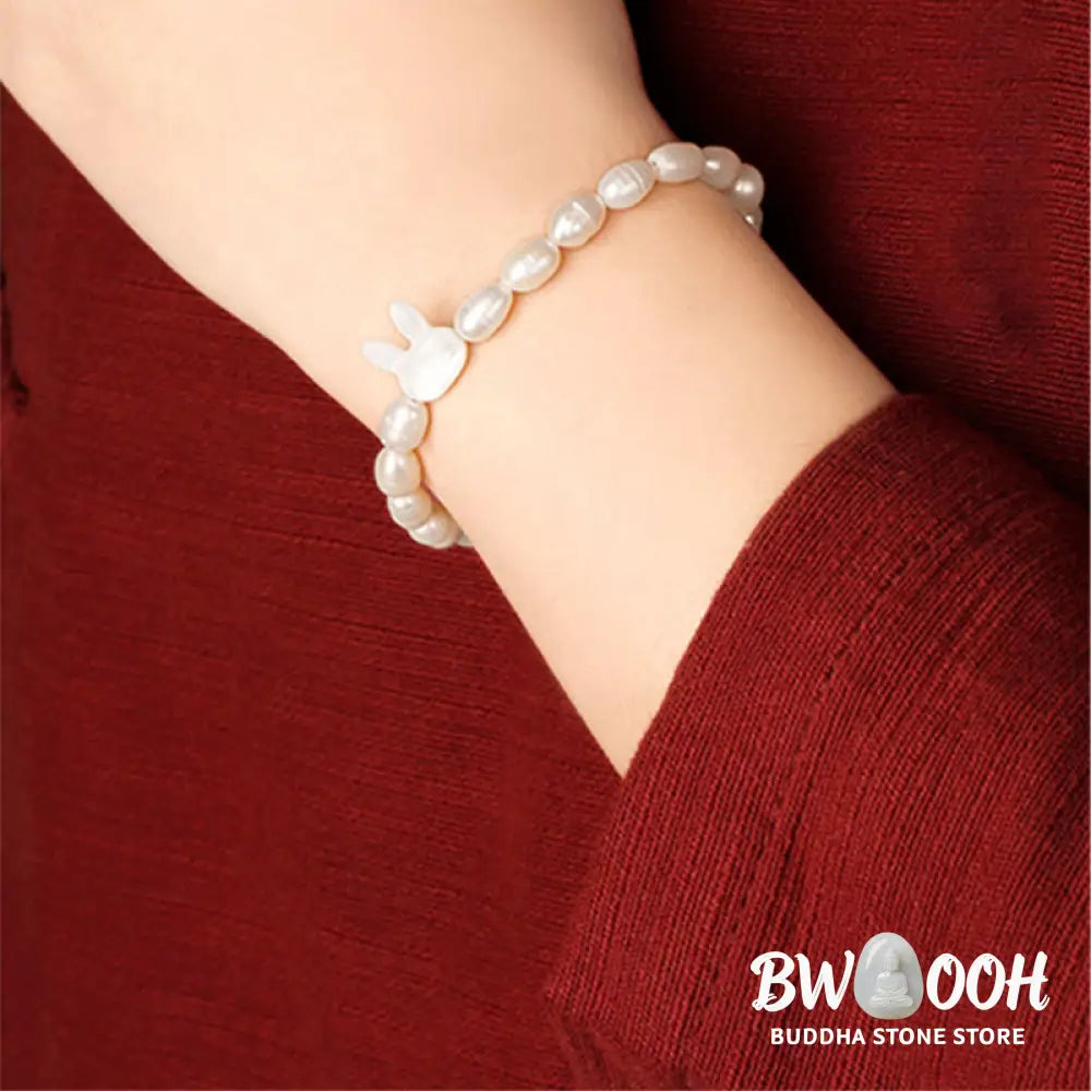 Buddha Stones Natural Pearl Cute Rabbit Sincerity Bracelet - BWOOOH - Pearl(Healing♥Wisdom) - Bracelet