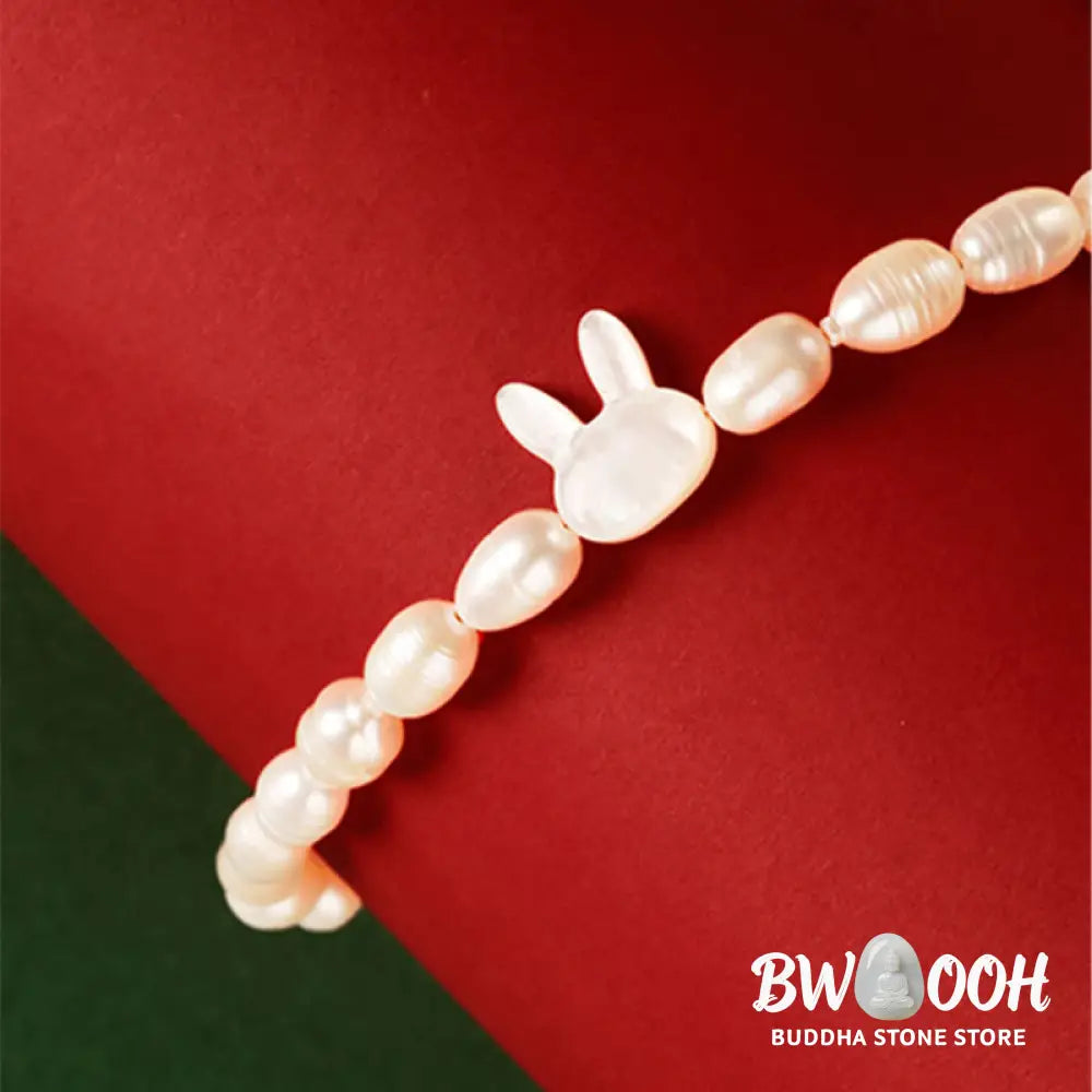 Buddha Stones Natural Pearl Cute Rabbit Sincerity Bracelet - BWOOOH - Pearl(Healing♥Wisdom) - Bracelet