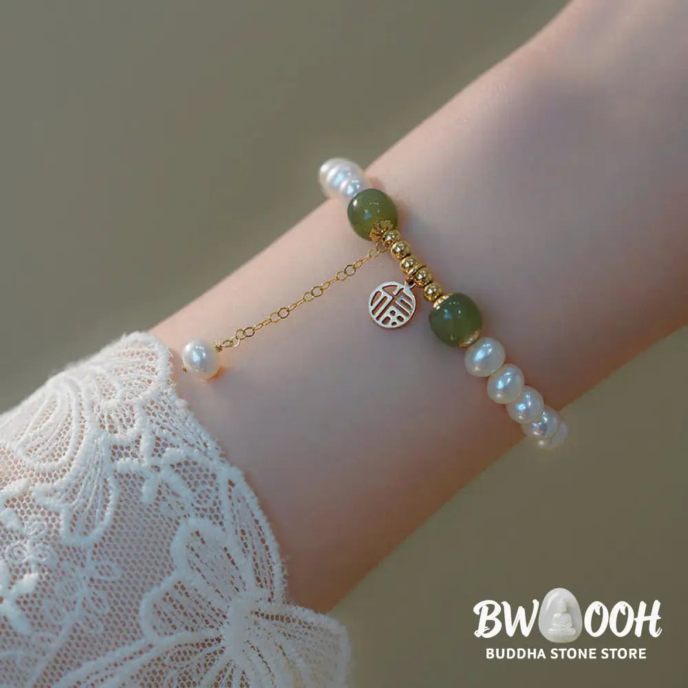 BWOOOH Natural Pearl Hetian Jade Happiness Wisdom Bead Bracelet | spiritual healing bracelet