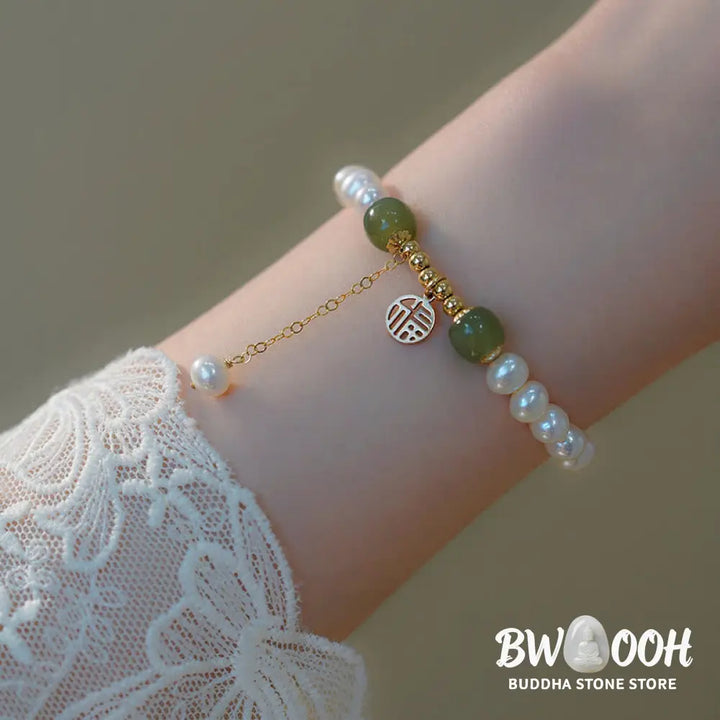 BWOOOH Natural Pearl Hetian Jade Happiness Wisdom Bead Bracelet | spiritual healing bracelet