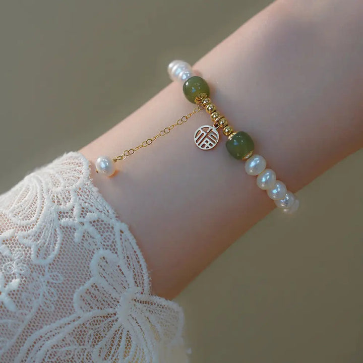 BWOOOH Natural Pearl Hetian Jade Happiness Wisdom Bead Bracelet | spiritual healing bracelet