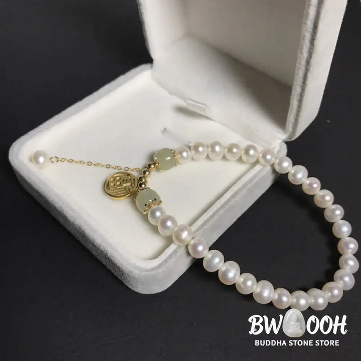 BWOOOH Natural Pearl Hetian Jade Happiness Wisdom Bead Bracelet | spiritual healing bracelet