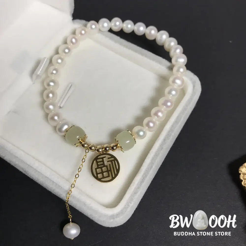BWOOOH Natural Pearl Hetian Jade Happiness Wisdom Bead Bracelet | spiritual healing bracelet