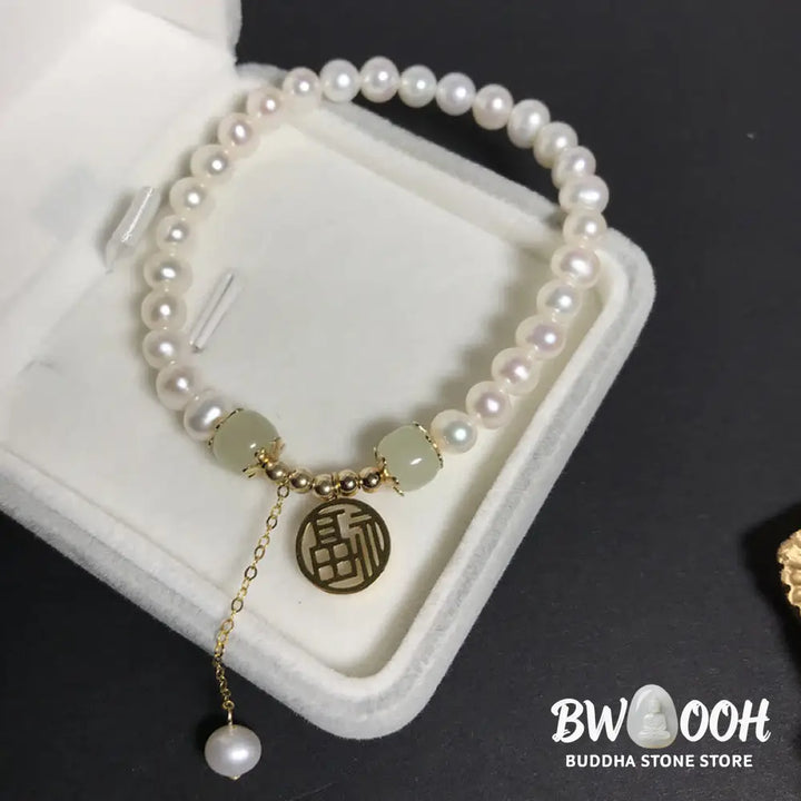 BWOOOH Natural Pearl Hetian Jade Happiness Wisdom Bead Bracelet | spiritual healing bracelet