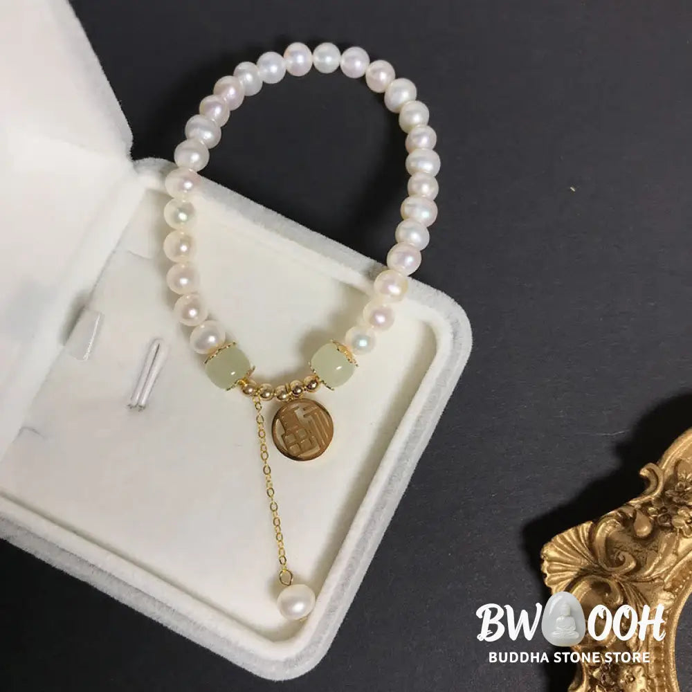 BWOOOH Natural Pearl Hetian Jade Happiness Wisdom Bead Bracelet | spiritual healing bracelet