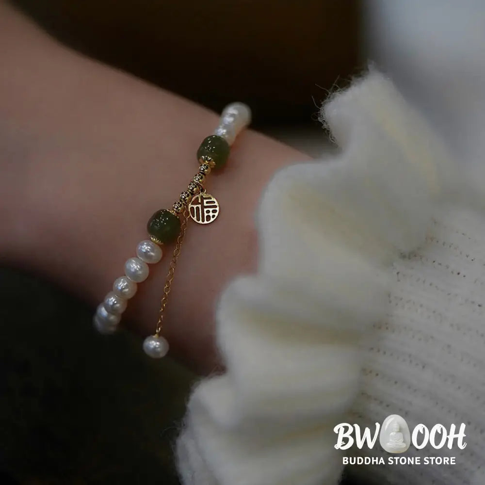 BWOOOH Natural Pearl Hetian Jade Happiness Wisdom Bead Bracelet | spiritual healing bracelet