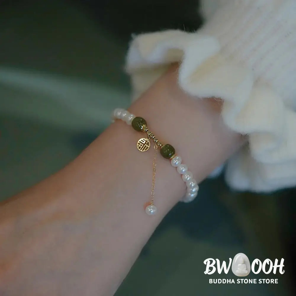BWOOOH Natural Pearl Hetian Jade Happiness Wisdom Bead Bracelet | spiritual healing bracelet