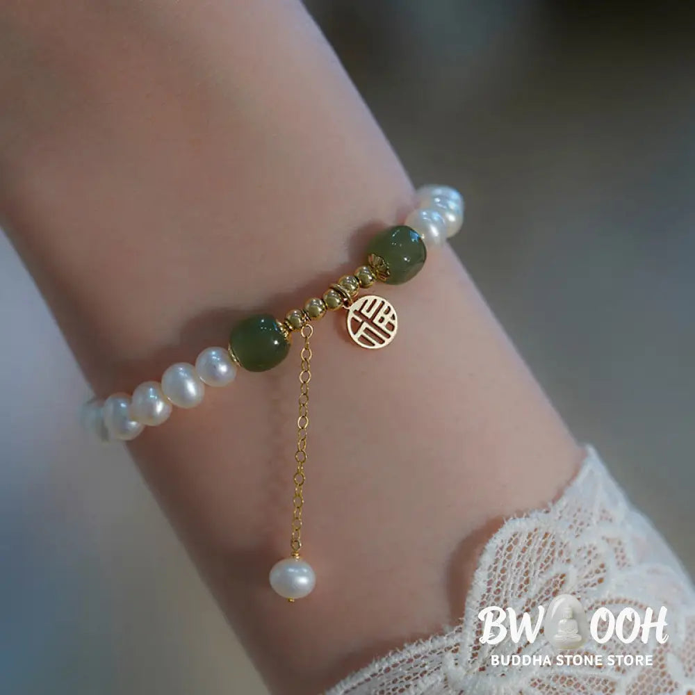 BWOOOH Natural Pearl Hetian Jade Happiness Wisdom Bead Bracelet | spiritual healing bracelet