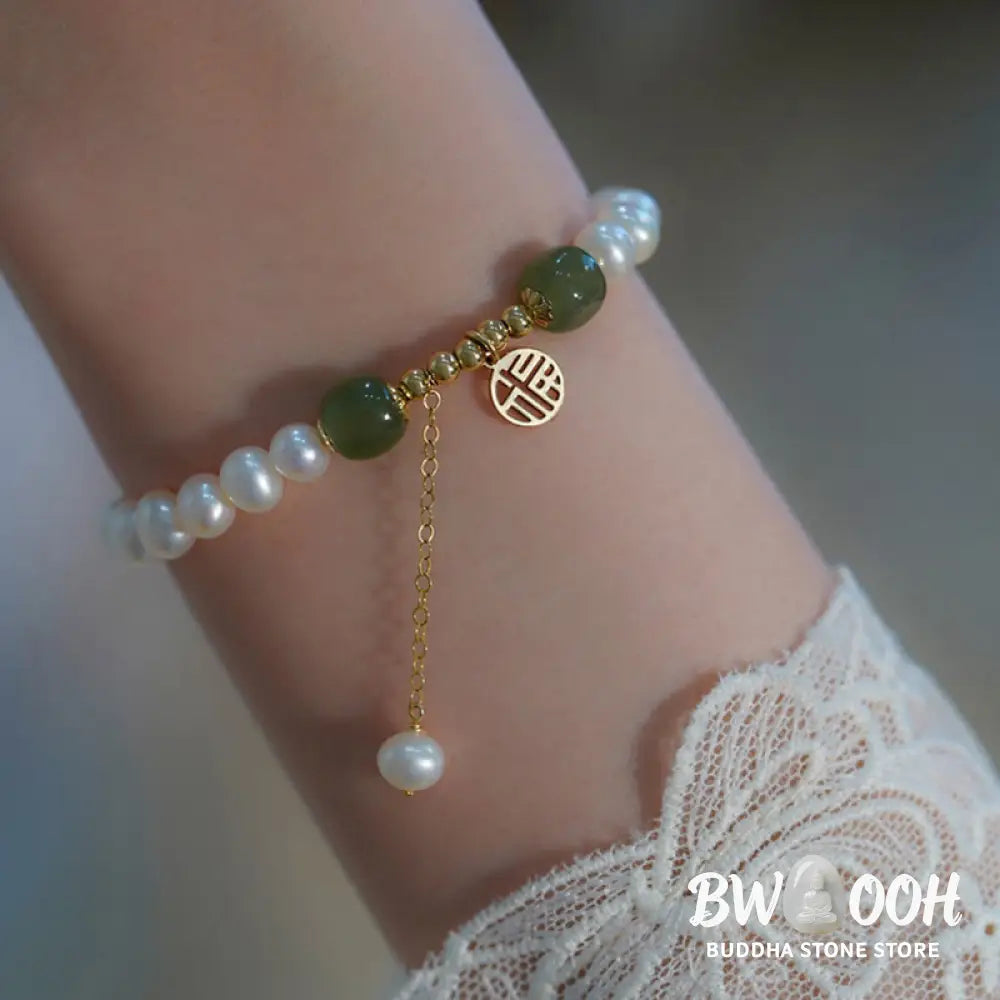 BWOOOH Natural Pearl Hetian Jade Happiness Wisdom Bead Bracelet | spiritual healing bracelet
