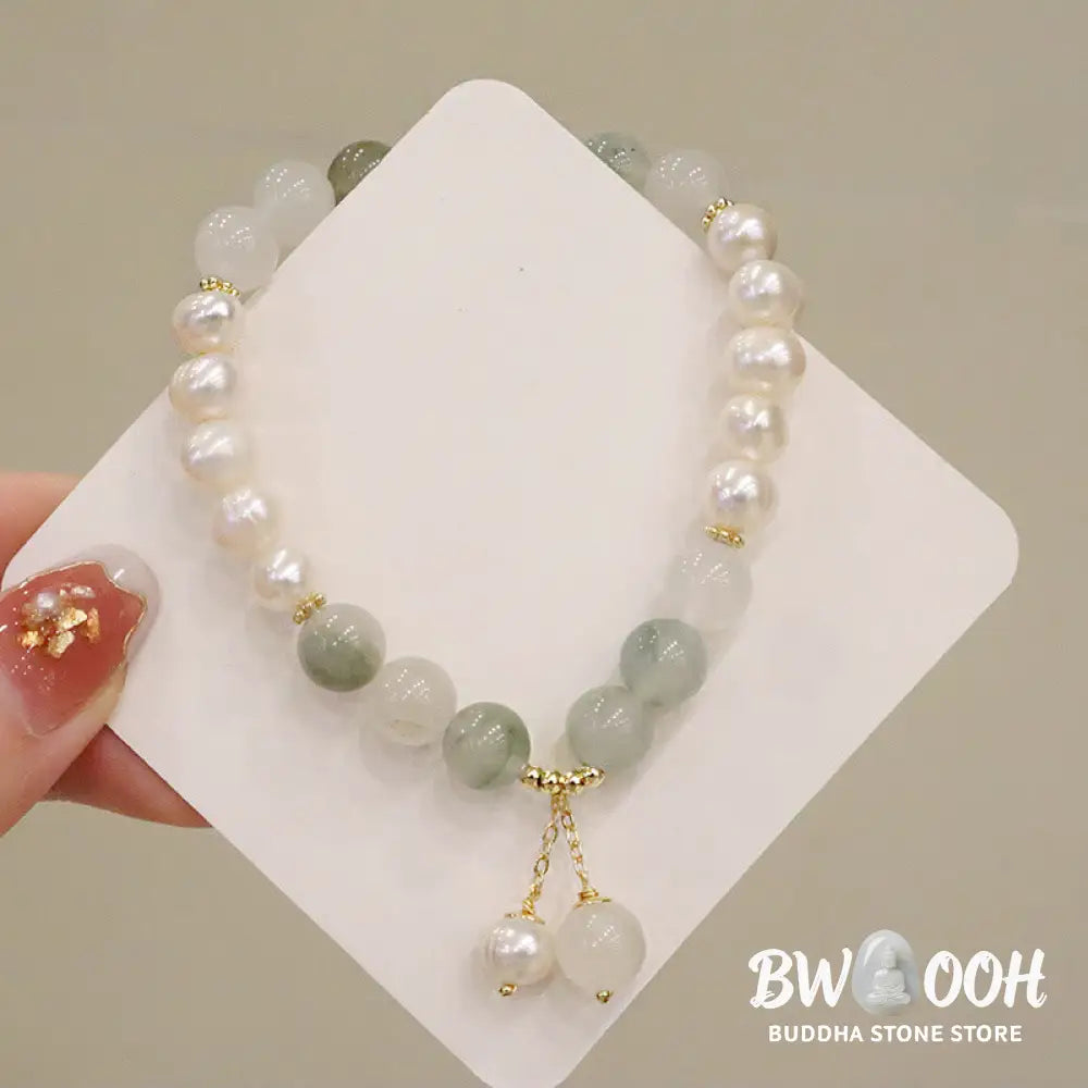 Buddha Stones Natural Pearl Jade Healing Sincerity Bracelet - Pearl Jade - Bracelet