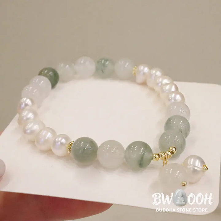 Buddha Stones Natural Pearl Jade Healing Sincerity Bracelet - Pearl Jade - Bracelet