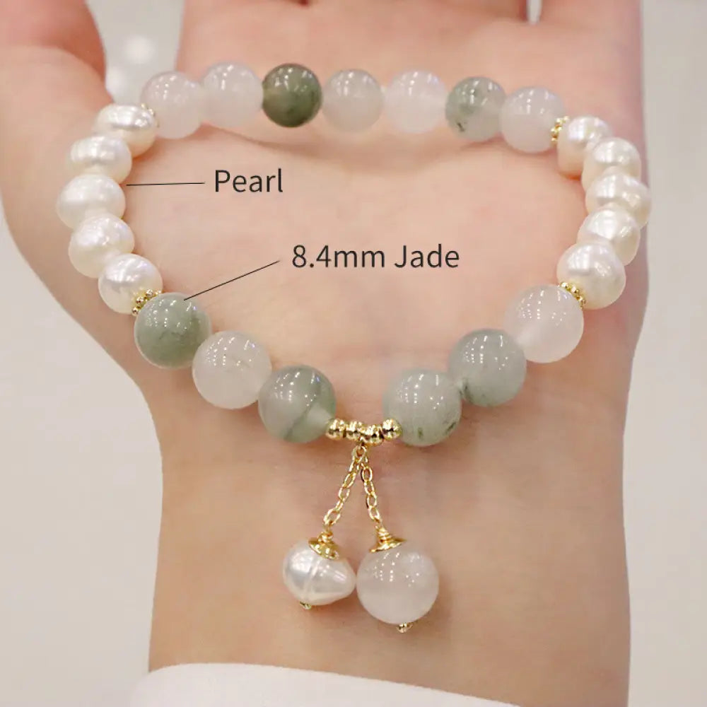 Buddha Stones Natural Pearl Jade Healing Sincerity Bracelet - Pearl Jade - Bracelet