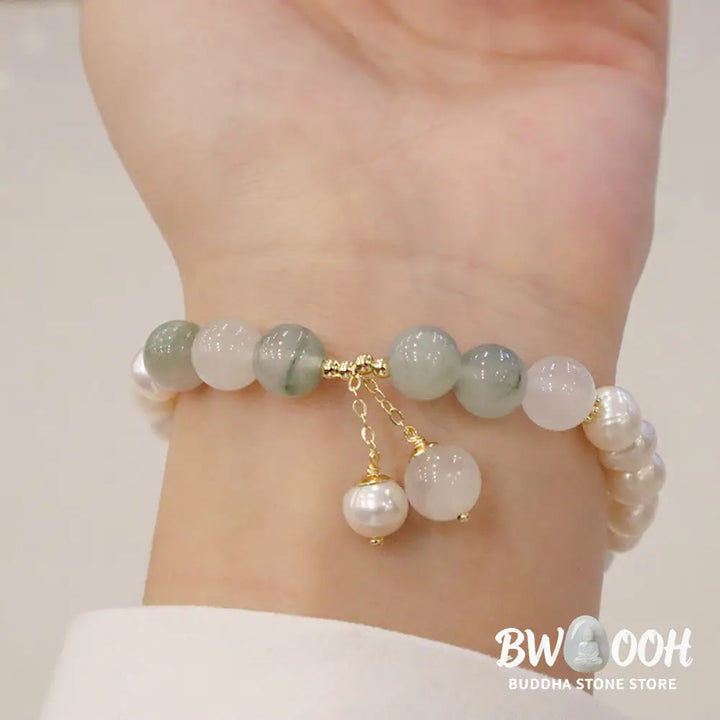 Buddha Stones Natural Pearl Jade Healing Sincerity Bracelet - Pearl Jade - Bracelet