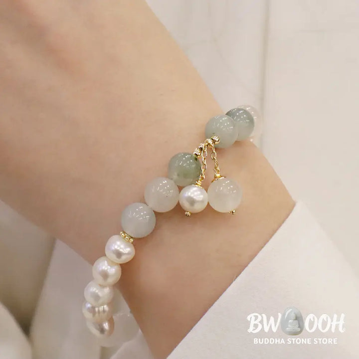 Buddha Stones Natural Pearl Jade Healing Sincerity Bracelet - Pearl Jade - Bracelet