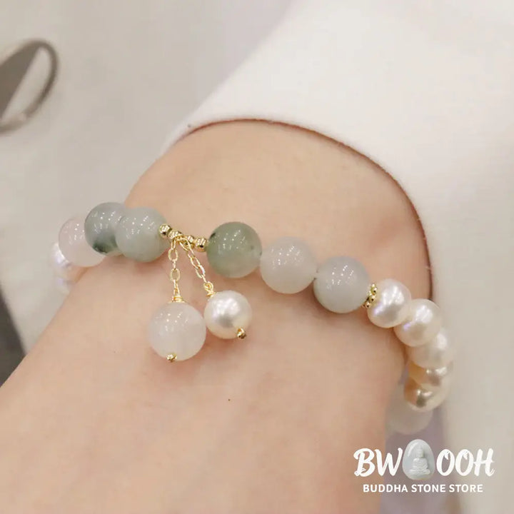 Buddha Stones Natural Pearl Jade Healing Sincerity Bracelet - Pearl Jade - Bracelet