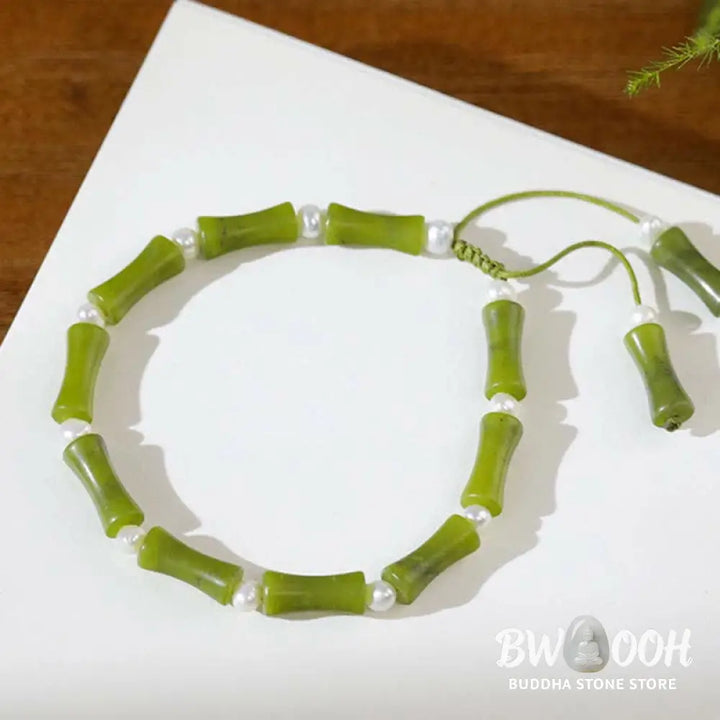 Buddha Stones Natural Peridot Bamboo Pattern Love Peace Bracelet - Peridot (Love ♥ Loyalty) - Bracelet