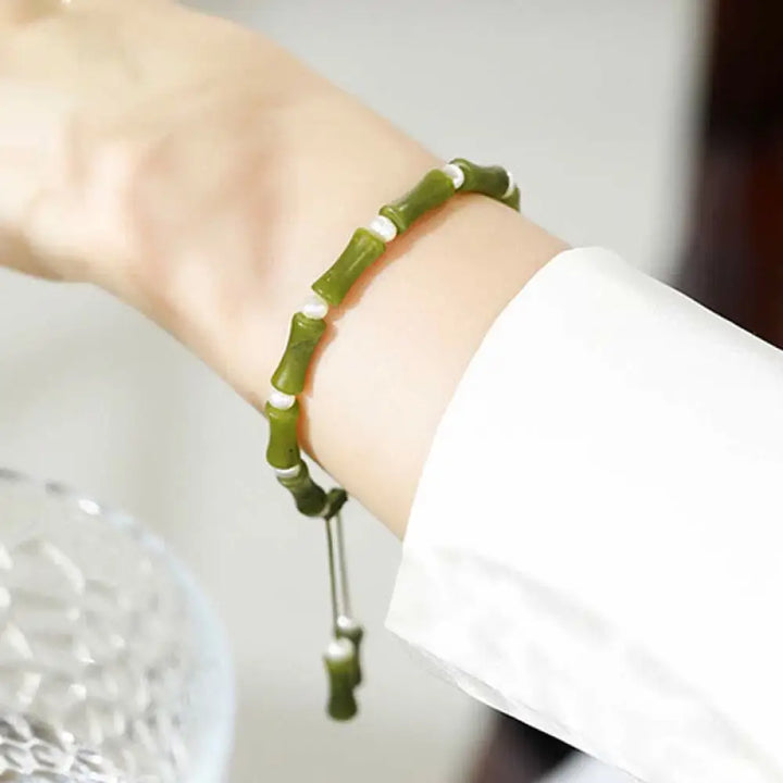 Buddha Stones Natural Peridot Bamboo Pattern Love Peace Bracelet - Peridot (Love ♥ Loyalty) - Bracelet