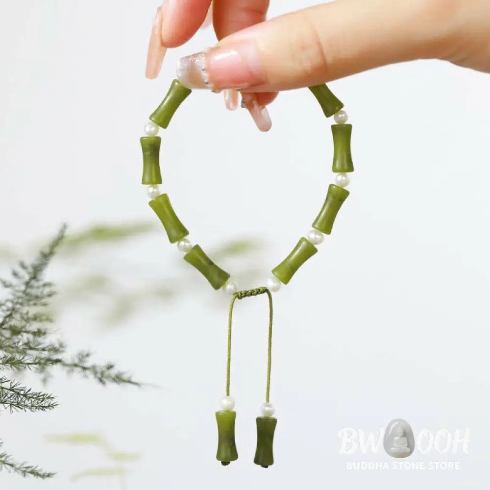 Buddha Stones Natural Peridot Bamboo Pattern Love Peace Bracelet - Peridot (Love ♥ Loyalty) - Bracelet