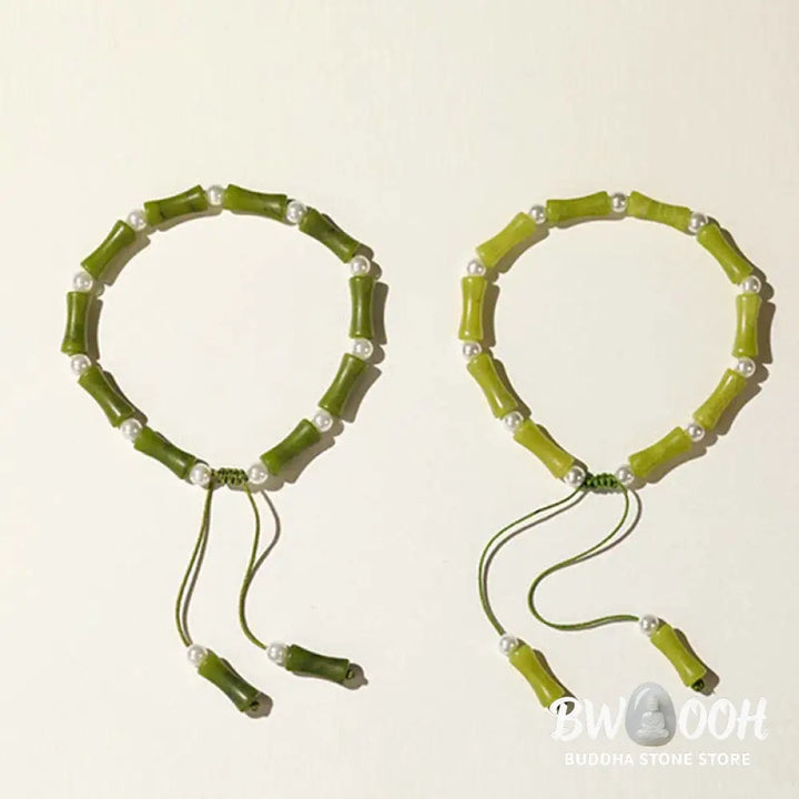 Buddha Stones Natural Peridot Bamboo Pattern Love Peace Bracelet - Peridot (Love ♥ Loyalty) - Bracelet