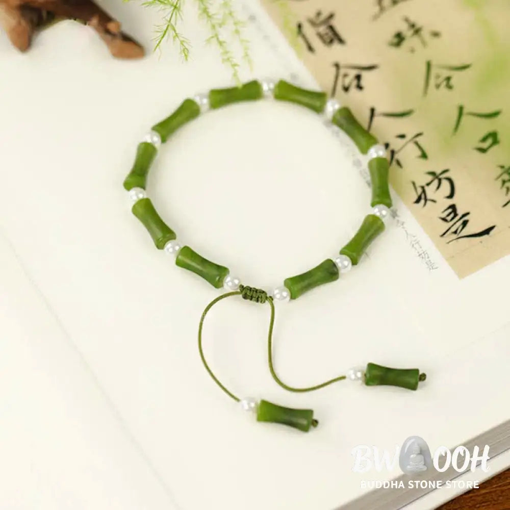 Buddha Stones Natural Peridot Bamboo Pattern Love Peace Bracelet - Peridot (Love ♥ Loyalty) - Bracelet