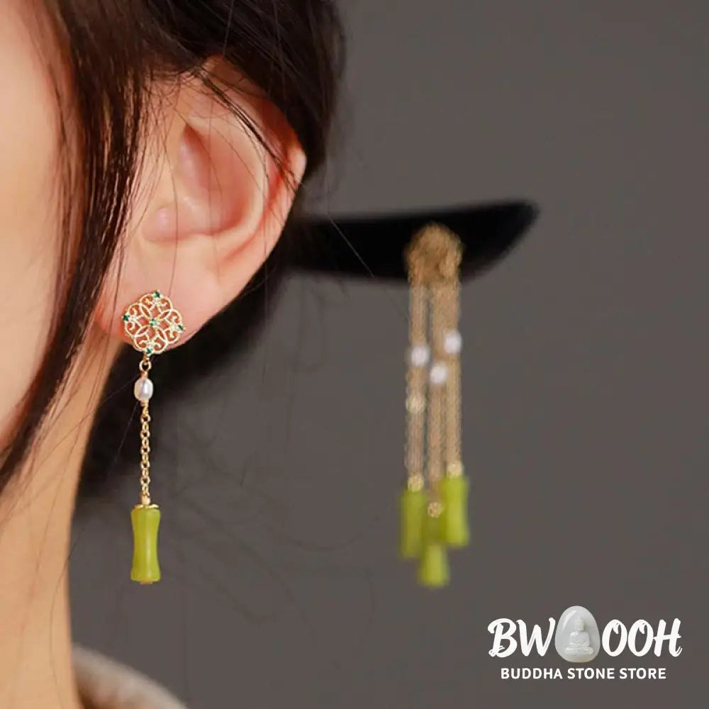 Buddha Stones Natural Peridot Ebony Wood Love Tassels Hairpin - Peridot (Love ♥ Loyalty) - Hairpin