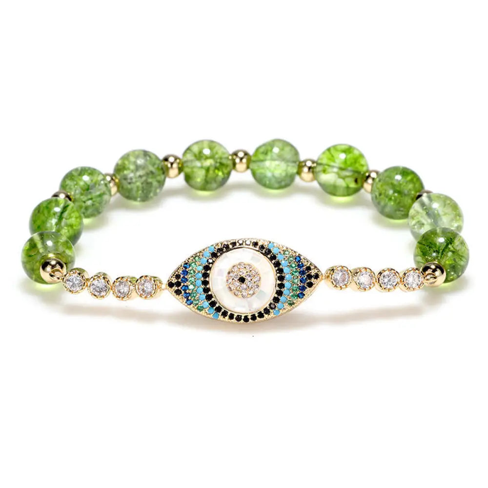 Buddha Stones Natural Peridot Evil Eye Abundance Bracelet - BWOOOH - Peridot - Bracelet