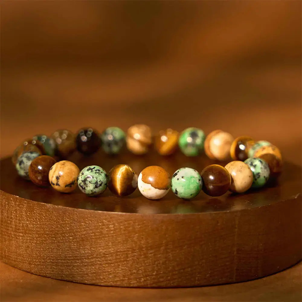BWOOOH Natural Picture Jasper Turquoise Tiger Eye Mix And Match Beads Protection Bracelet - BWOOOH - Picture