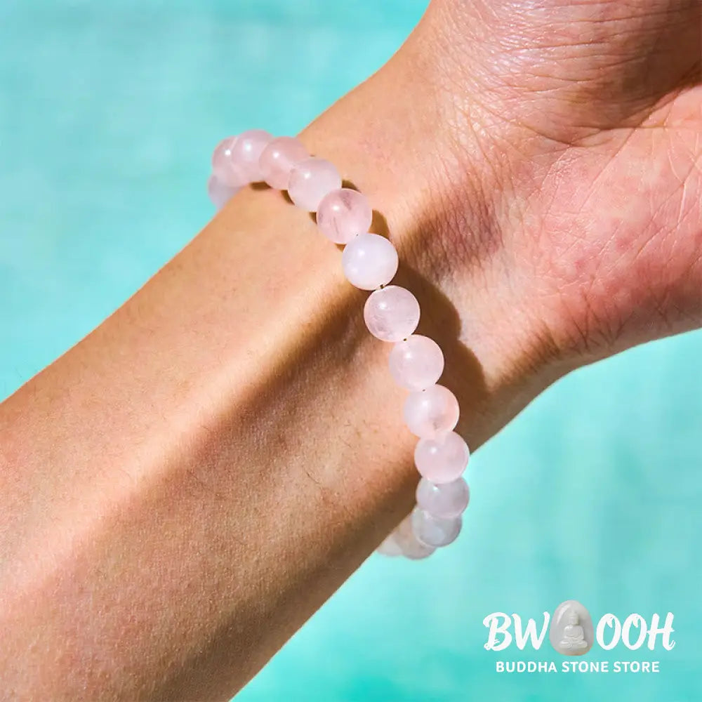 Buddha Stones Natural Pink Crystal Beads Peace Buckle Self-acceptance Bracelet - BWOOOH - Pink Crystal(Wrist