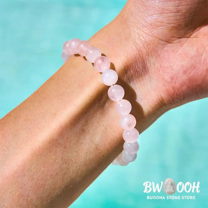 Buddha Stones Natural Pink Crystal Beads Peace Buckle Self-acceptance Bracelet - BWOOOH - Pink Crystal(Wrist