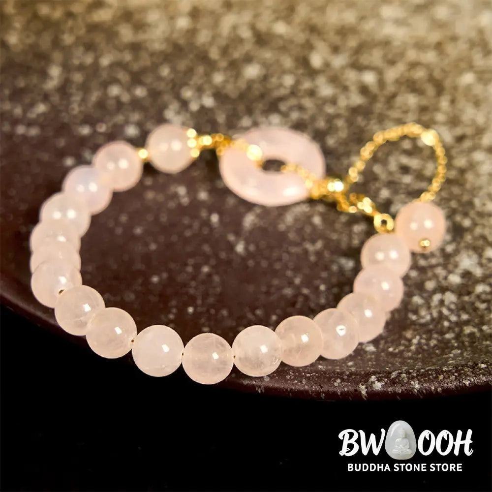 Buddha Stones Natural Pink Crystal Beads Peace Buckle Self-acceptance Bracelet - BWOOOH - Pink Crystal(Wrist