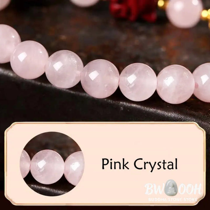 BWOOOH Natural Pink Crystal Cinnabar Nine Tailed Fox Love Bracelet - Pink Crystal(Soothing♥Warmth)(Wrist