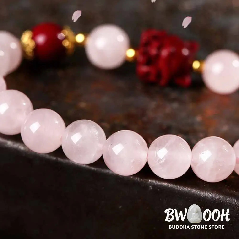 BWOOOH Natural Pink Crystal Cinnabar Nine Tailed Fox Love Bracelet - Pink Crystal(Soothing♥Warmth)(Wrist