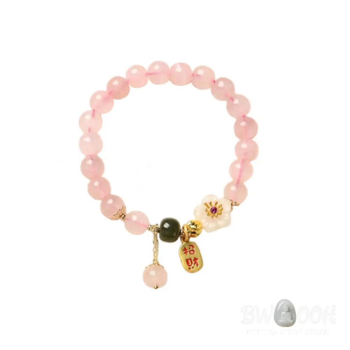 BWOOOH Natural Pink Crystal Jade Flower Warm Love Bracelet - Pink Crystal (Soothing * Warmth) - Bracelet