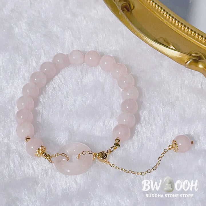 Buddha Stones Natural Pink Crystal Peace Buckle Love Charm Bracelet - BWOOOH - Pink Crystal(Soothing♥Warmth) - Bracelet