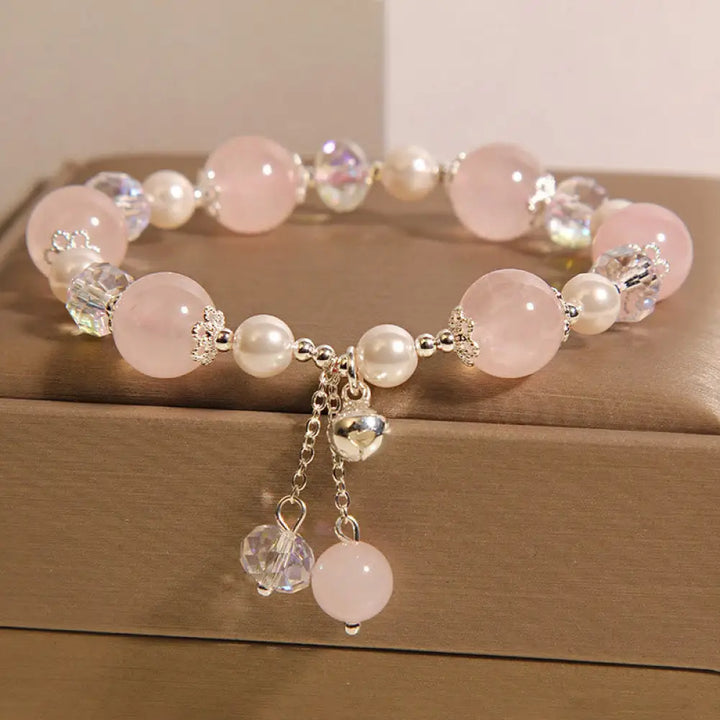 BWOOOH Natural Pink Crystal Pearl Self-acceptance Bracelet — Pink Crystal crystal healing bracelet for spiritual healing a...