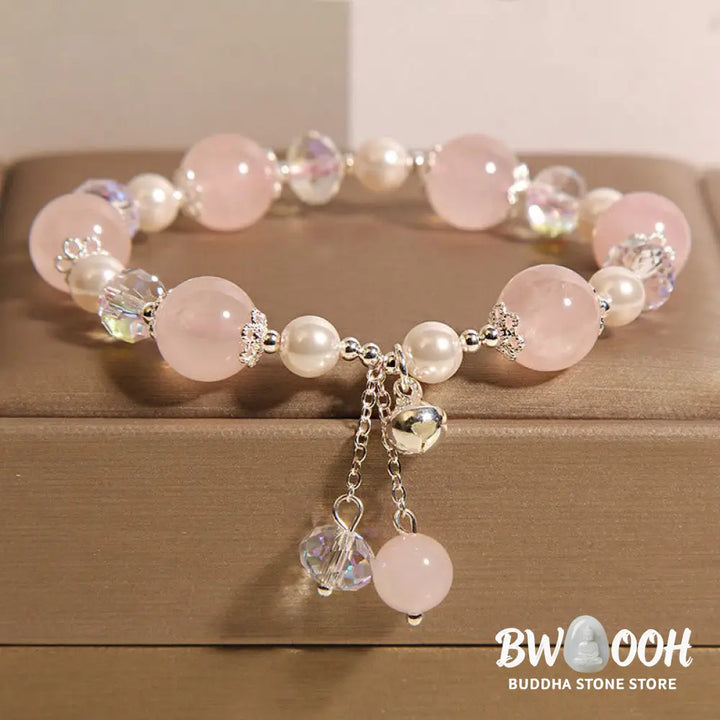 Buddha Stones Natural Pink Crystal Pearl Self-acceptance Bracelet - BWOOOH - Pink Crystal(Wrist Circumference 14-16cm)