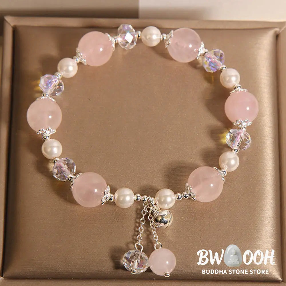 Buddha Stones Natural Pink Crystal Pearl Self-acceptance Bracelet - BWOOOH - Pink Crystal(Wrist Circumference 14-16cm)