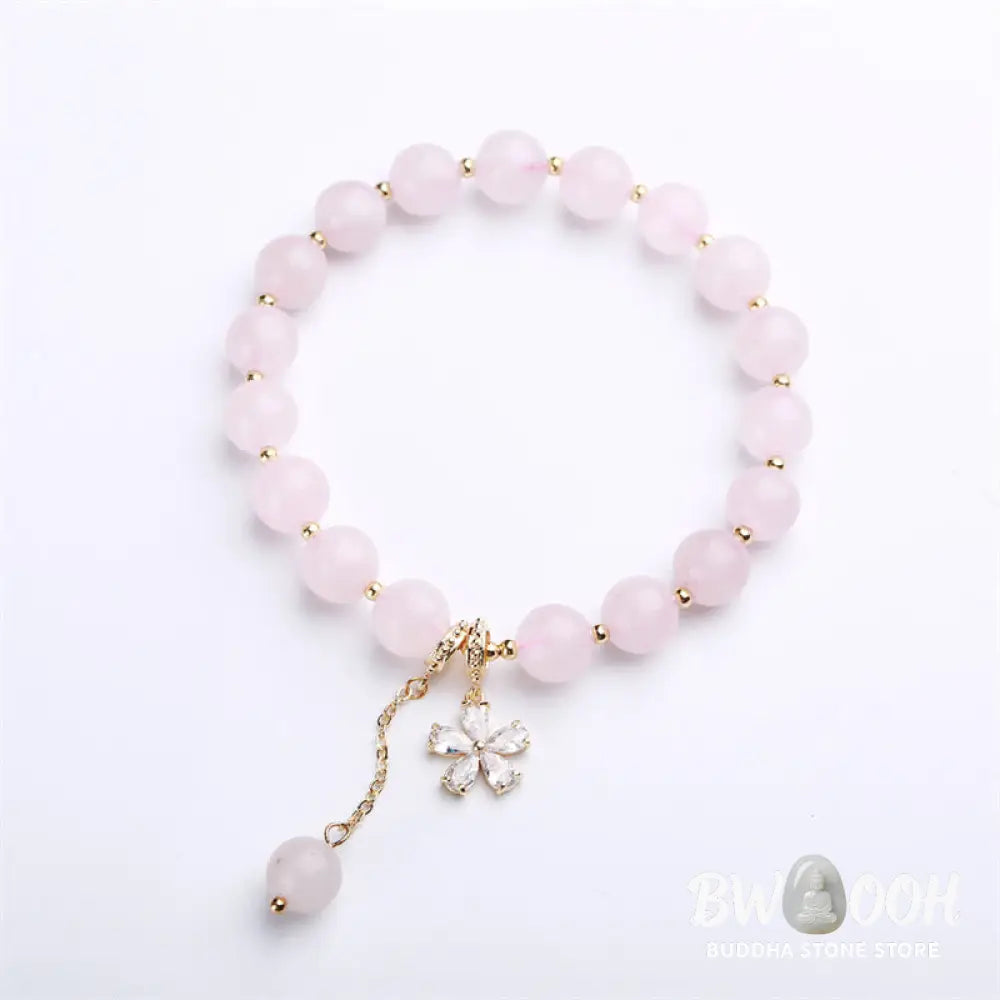 BWOOOH Natural Pink Crystal Plum Blossom Love Bracelet | natural stone spiritual bracelet for healing and mindful living