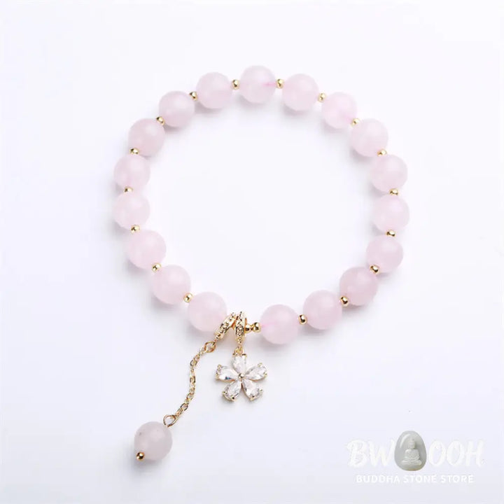 BWOOOH Natural Pink Crystal Plum Blossom Love Bracelet | natural stone spiritual bracelet for healing and mindful living