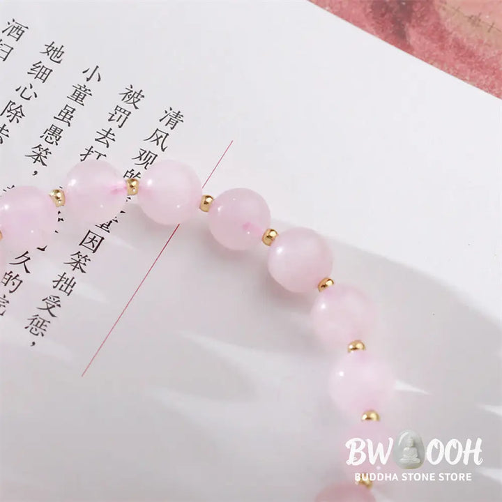 BWOOOH Natural Pink Crystal Plum Blossom Love Bracelet | natural stone spiritual bracelet for healing and mindful living